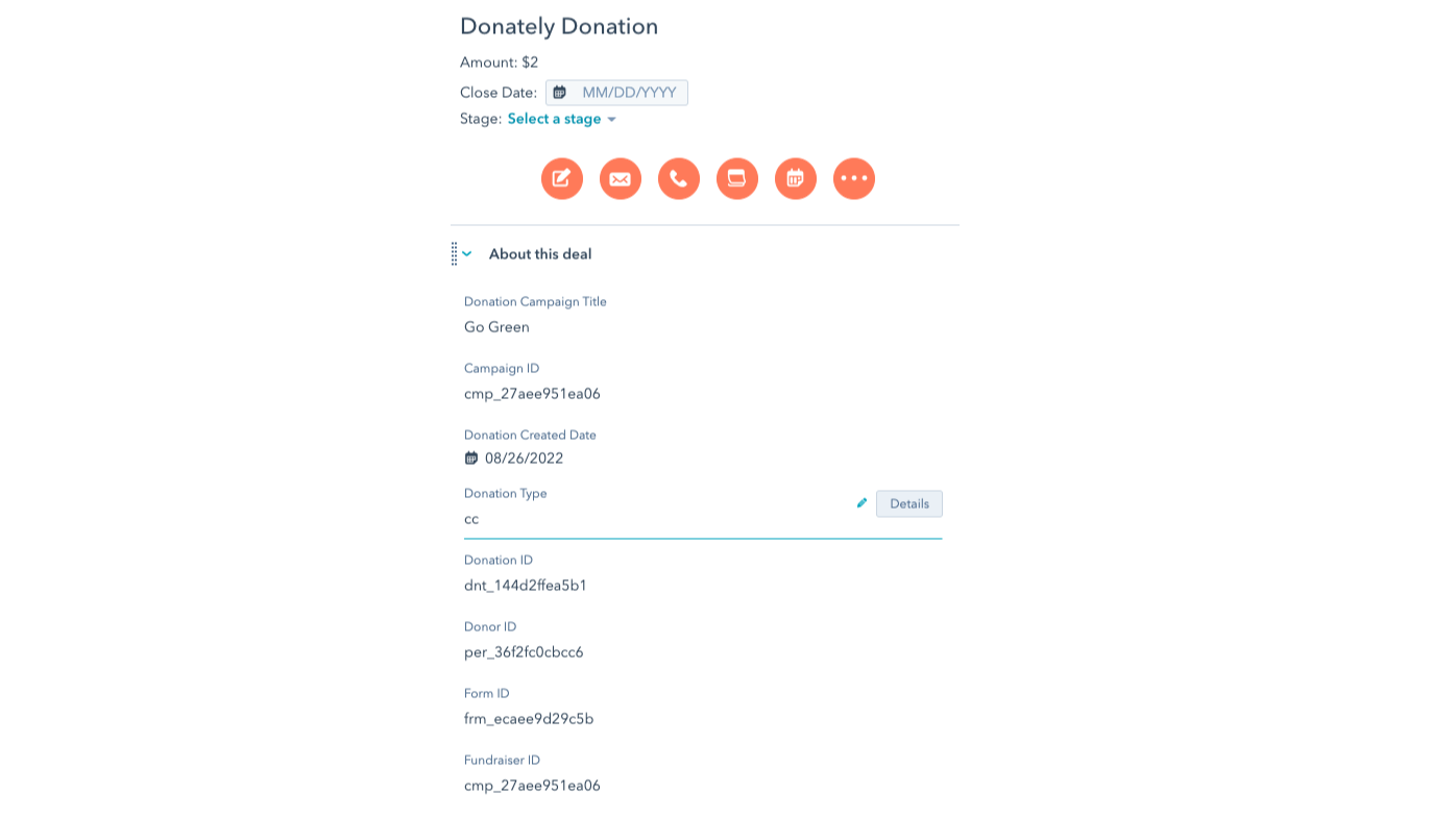 Automatically sync Donation data to HubSpot
